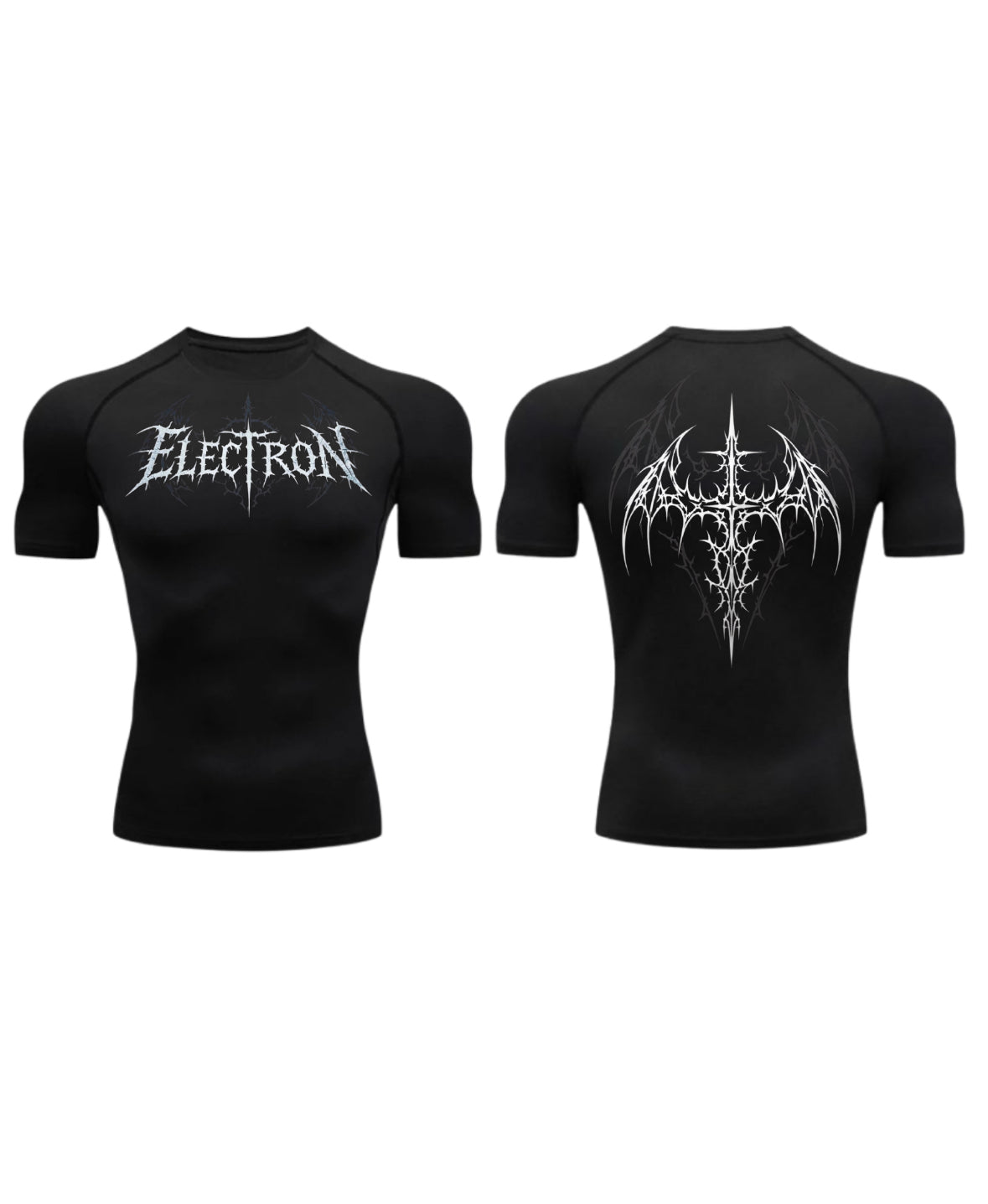 Black Bolt Bat Wing White short sleeve compression