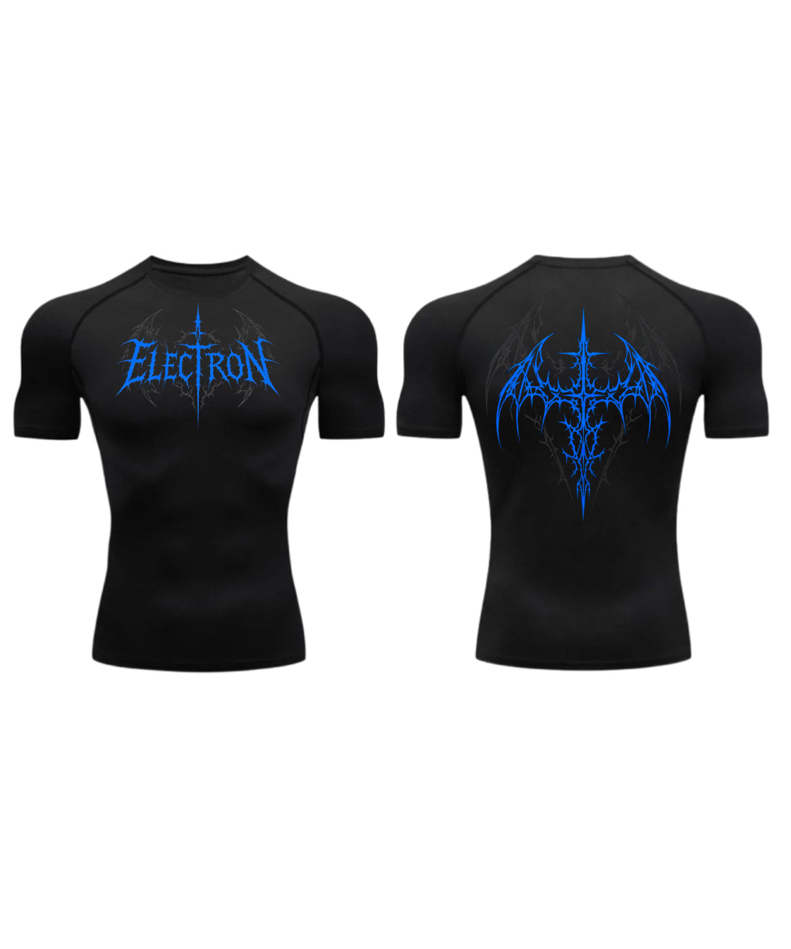 Black Bolt Blue Bat Wing Short Sleeve Compression