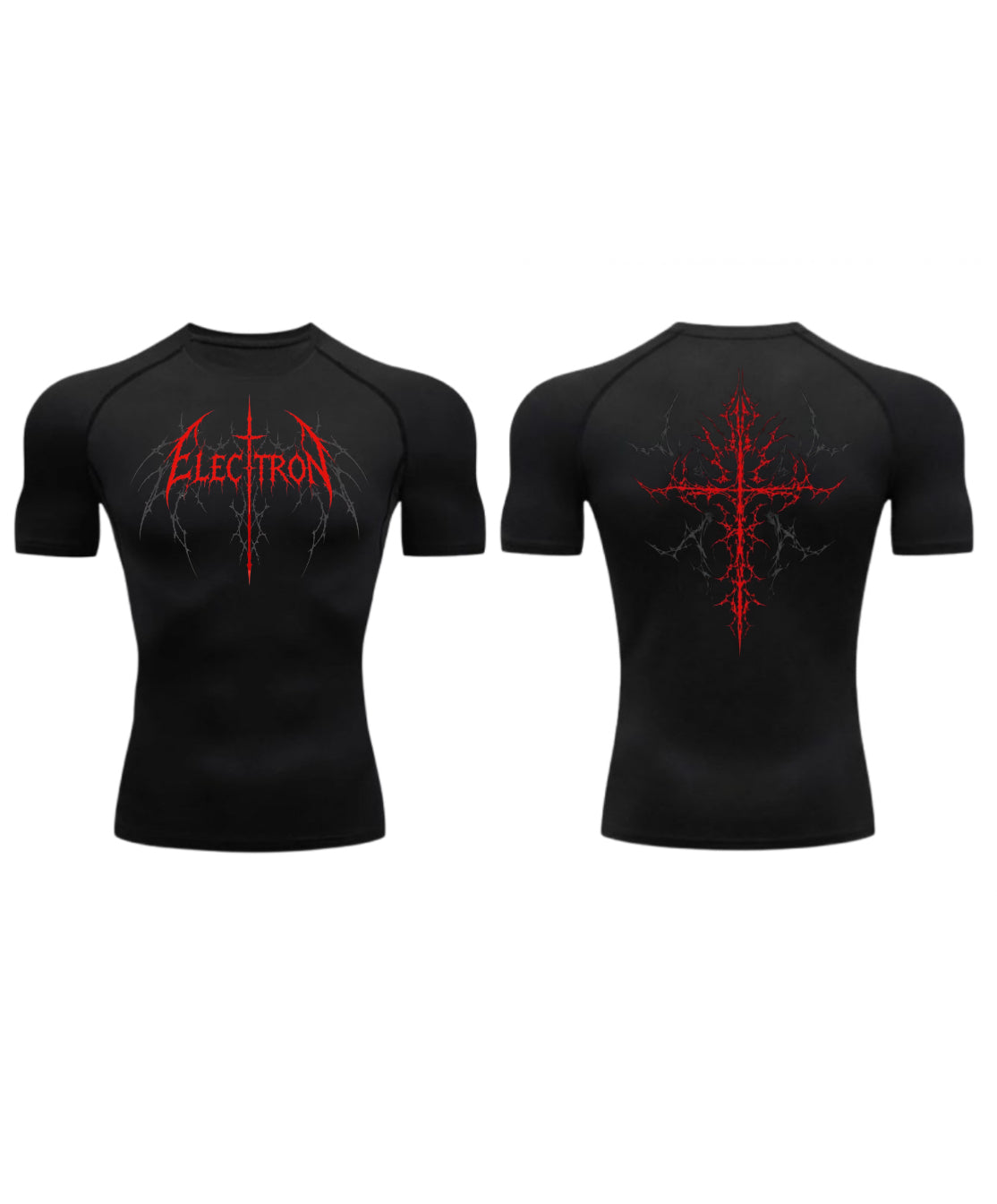 Black Bolt Red Cross Short Sleeve Compression