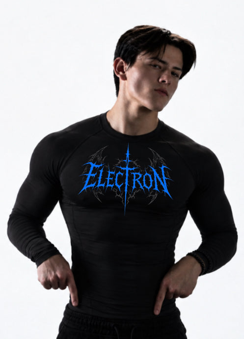 Black Bolt Blue Bat Wing Long Sleeve Compression