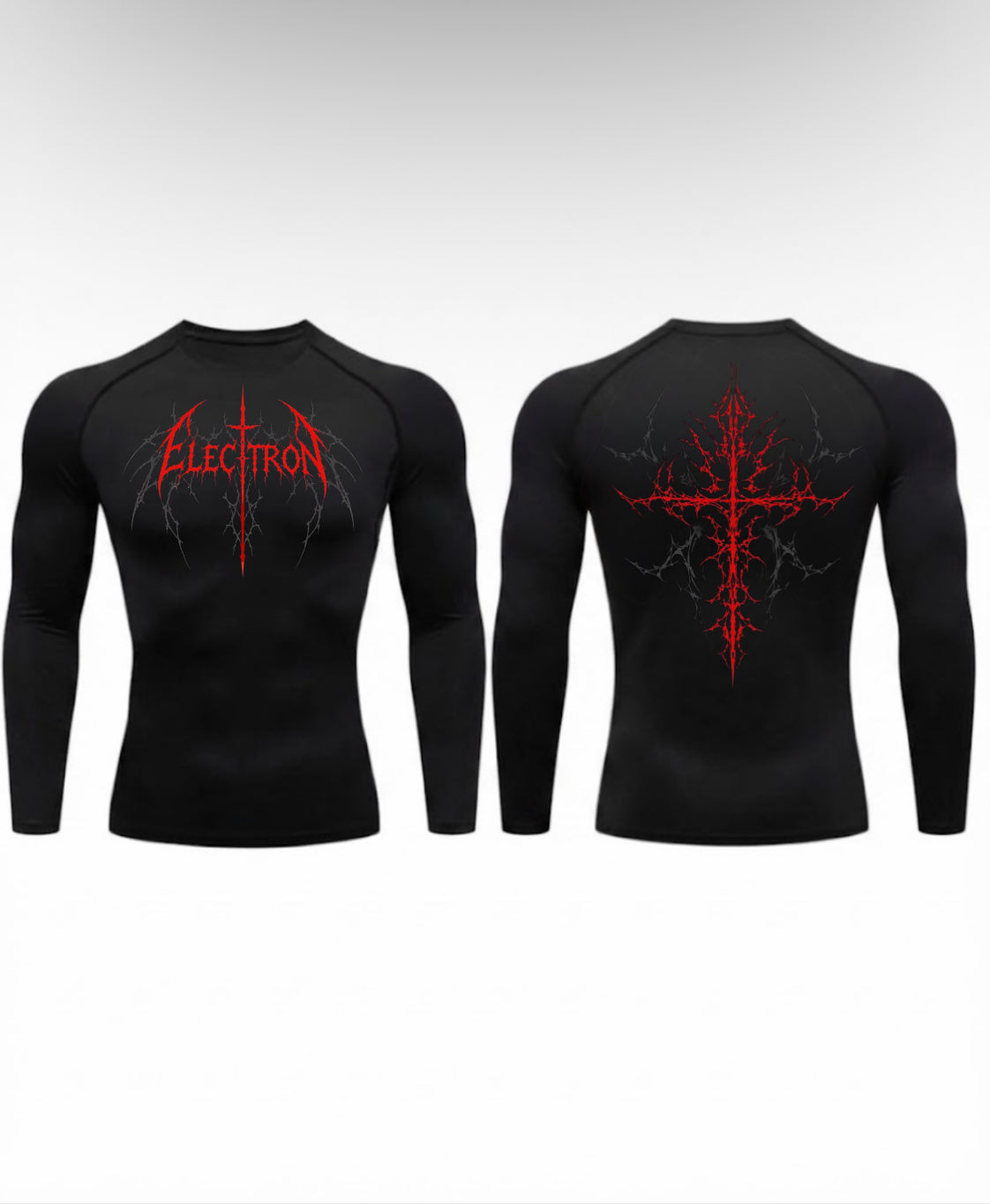 Black Bolt Red Cross Long Sleeve Compression