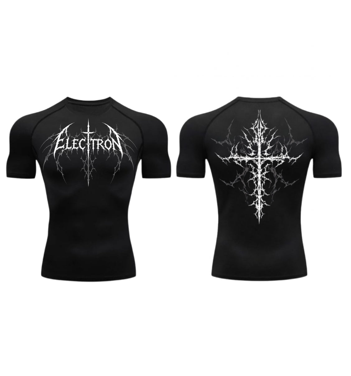 Black Bolt Short sleeve Cross Compression Shirt