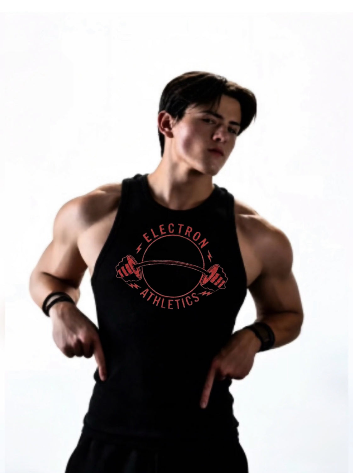 Black Bolt Red Low Cut powerlifting Tank Top