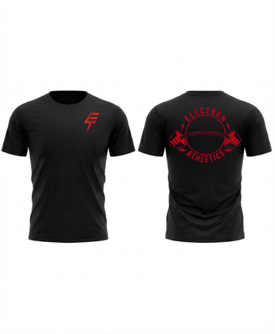 Black Bolt Red Slim Fit Powerlifting T-shirt