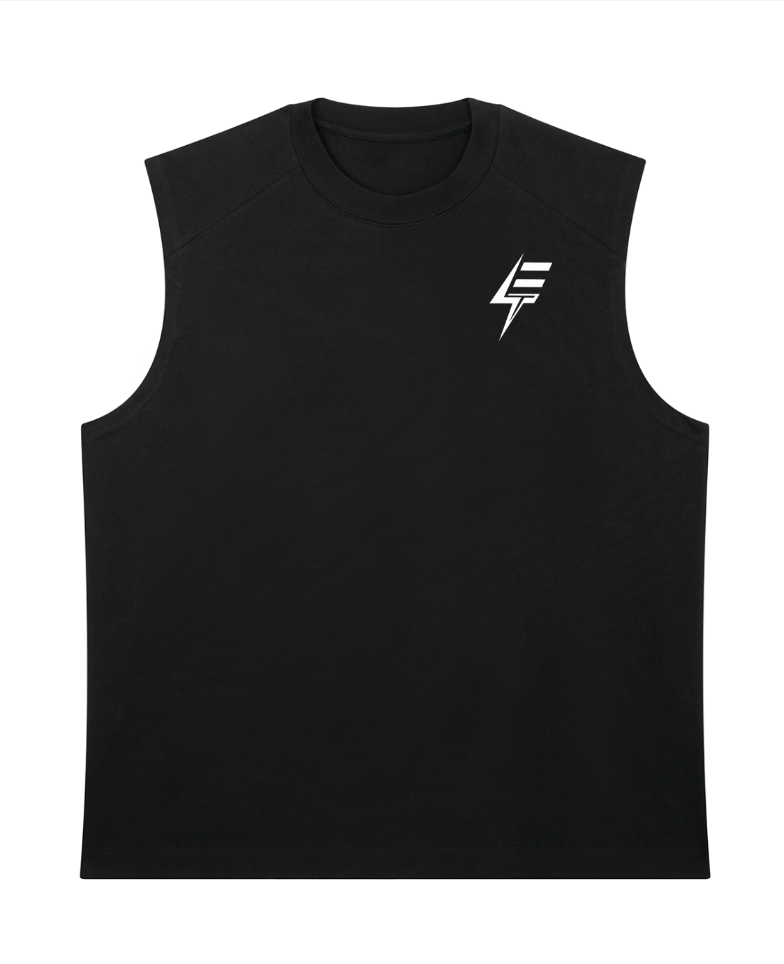 Black Bolt Heavyweight cotton white logo cut off